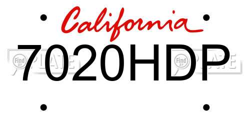 7020HDP California License Plate