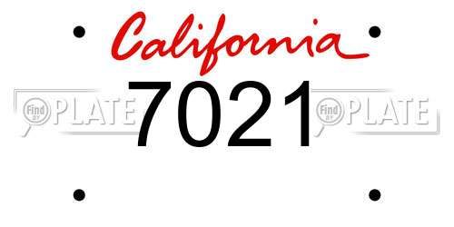 7021 California License Plate