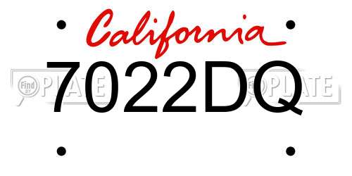 7022DQ California License Plate