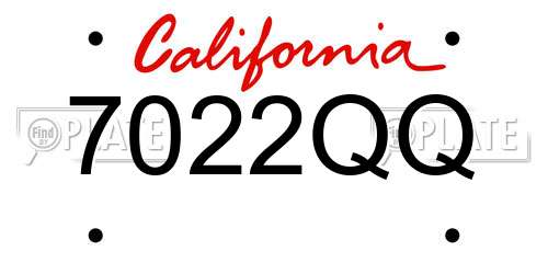 7022QQ California License Plate