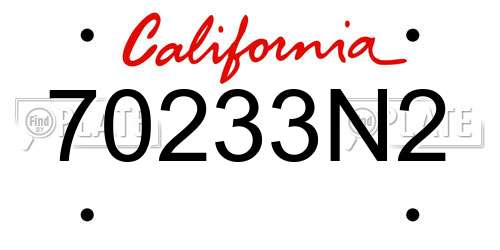 70233N2 California License Plate