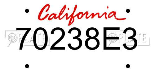 70238E3 California License Plate