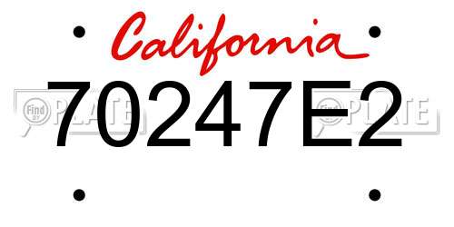 70247E2 California License Plate