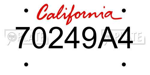 70249A4 California License Plate