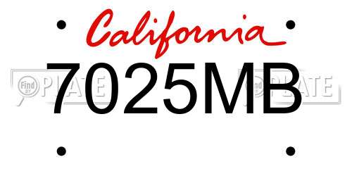 7025MB California License Plate
