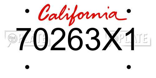 70263X1 California License Plate