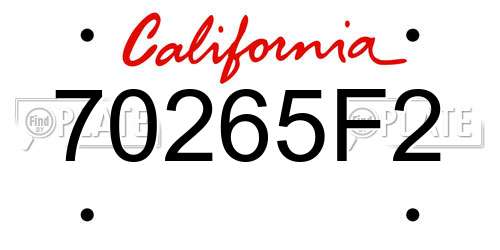 70265F2 California License Plate