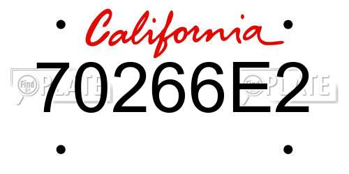 70266E2 California License Plate