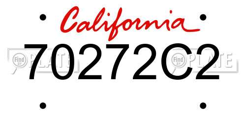 70272C2 California License Plate
