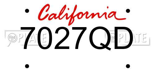 7027QD California License Plate