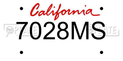 7028MS California License Plate