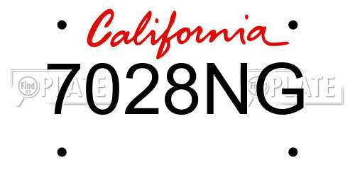 7028NG California License Plate