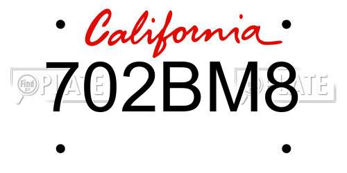 702BM8 California License Plate