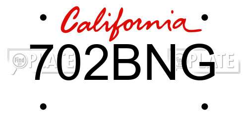 702BNG California License Plate