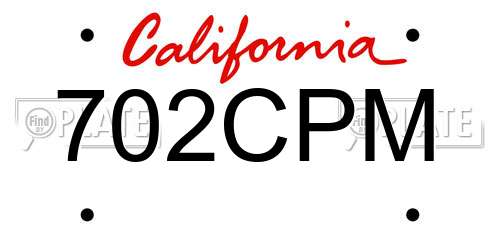702CPM California License Plate