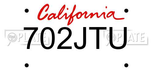 702JTU California License Plate