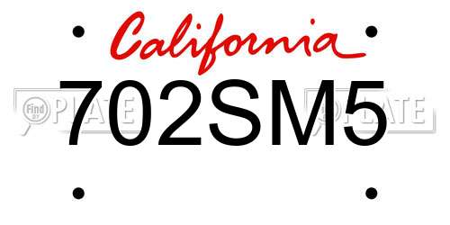 702SM5 California License Plate