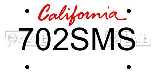 702SMS California License Plate