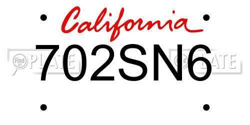 702SN6 California License Plate
