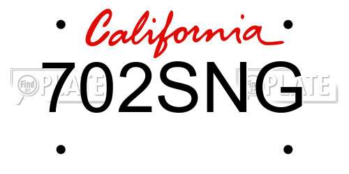 702SNG California License Plate