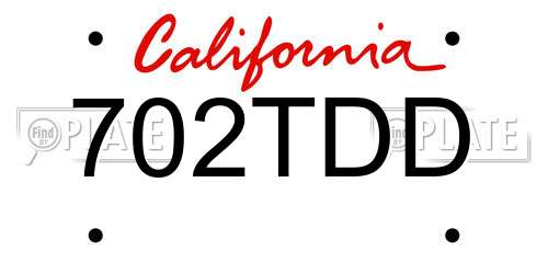 702TDD California License Plate