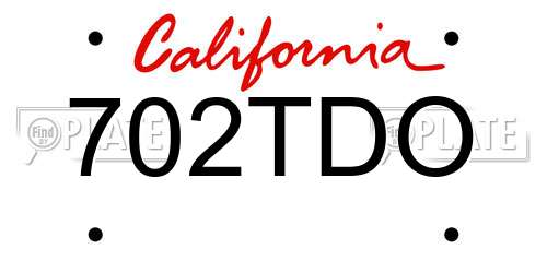 702TDO California License Plate