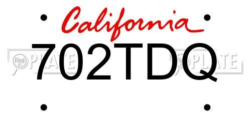 702TDQ California License Plate