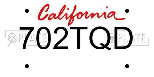 702TQD California License Plate