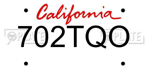 702TQO California License Plate