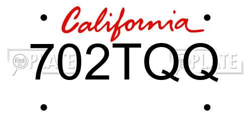 702TQQ California License Plate