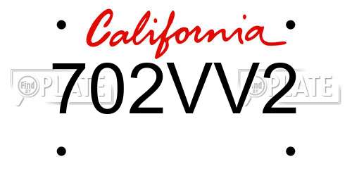 702VV2 California License Plate
