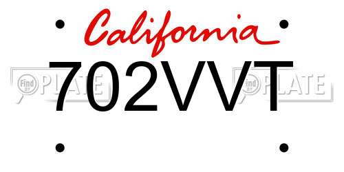 702VVT California License Plate