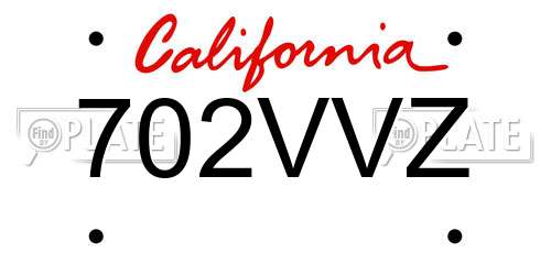 702VVZ California License Plate