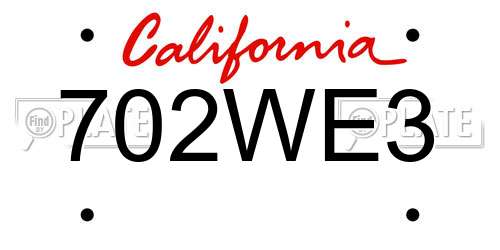 702WE3 California License Plate