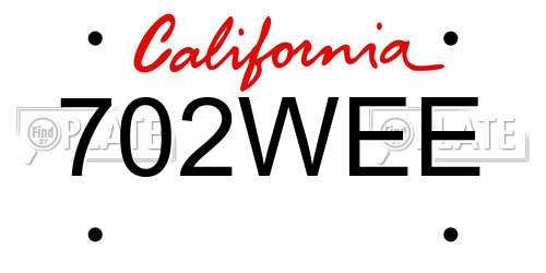 702WEE California License Plate