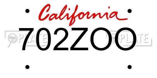 702ZOO California License Plate