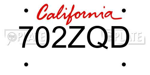 702ZQD California License Plate