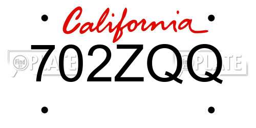 702ZQQ California License Plate