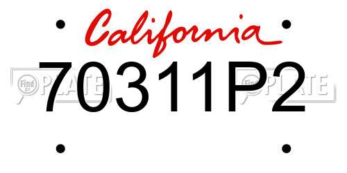 70311P2 California License Plate