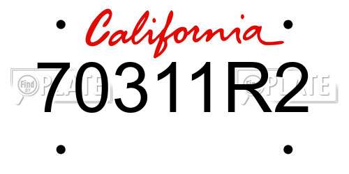 70311R2 California License Plate