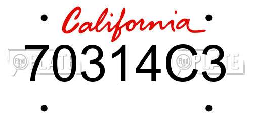 70314C3 California License Plate
