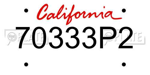 70333P2 California License Plate