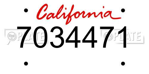 7034471 California License Plate