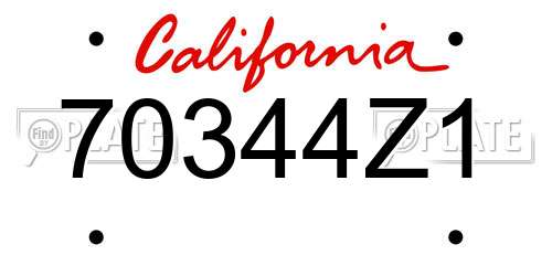 70344Z1 California License Plate