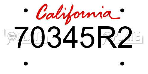 70345R2 California License Plate