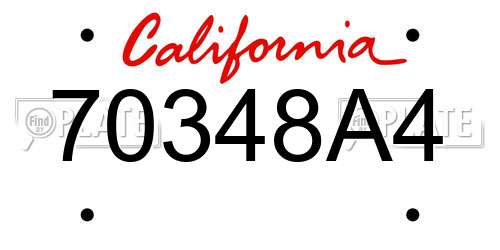 70348A4 California License Plate