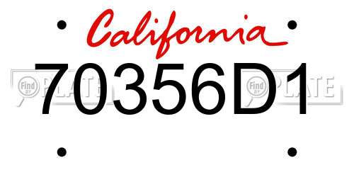 70356D1 California License Plate
