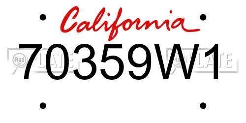 70359W1 California License Plate