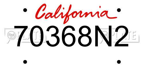 70368N2 California License Plate