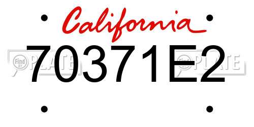 70371E2 California License Plate
